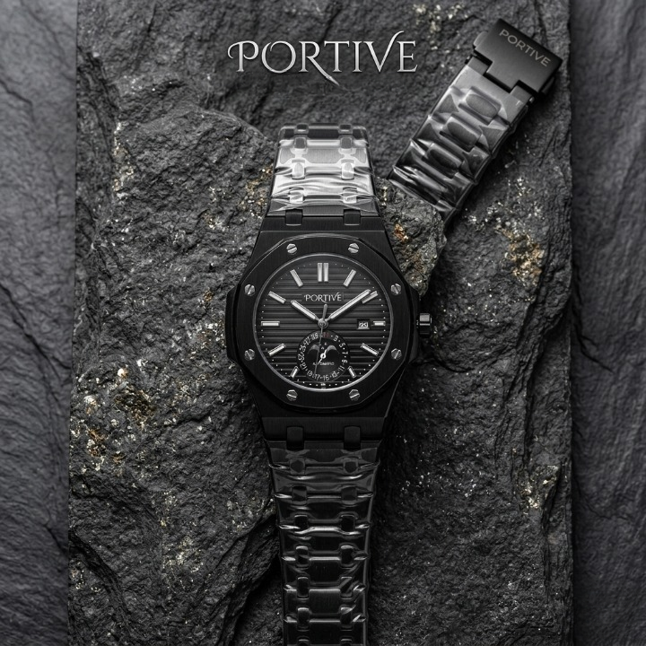 Portive Men’s Black Chronograph Watch – Stylish Analog Wrist Watch with Comfortable Strap for Casual & Formal Fashion