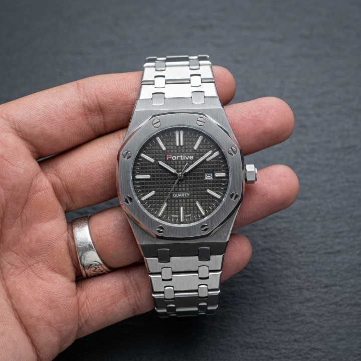 Portive Men’s Black Chronograph Watch – Stylish Analog Wrist Watch with Comfortable Strap for Casual & Formal Fashion