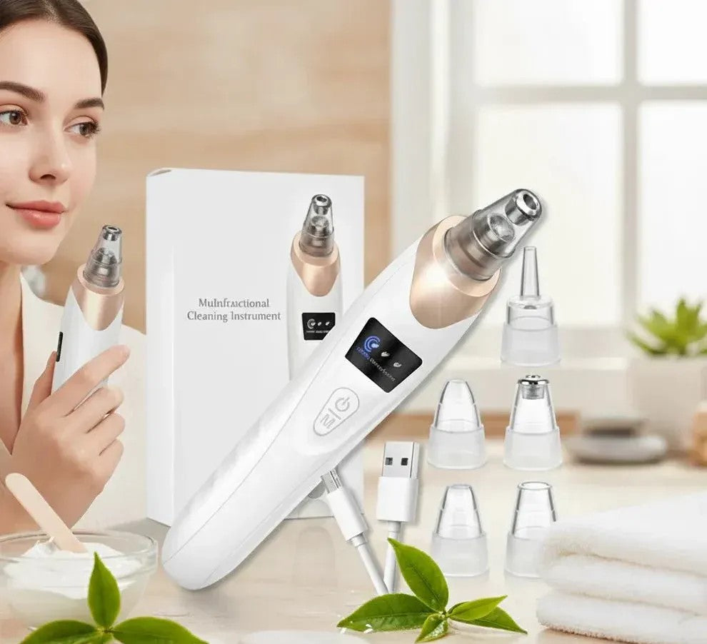 Electric Blackhead Remover Vacuum & Pore Cleaner Acne Suction Device, Deep Cleansing Tool with 5 Heads for Blackhead Removal & Smooth Skin Care