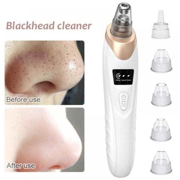Electric Blackhead Remover Vacuum & Pore Cleaner Acne Suction Device, Deep Cleansing Tool with 5 Heads for Blackhead Removal & Smooth Skin Care